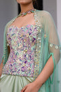 Eden Textudawn Corset With Mirror Work With Dhoti Skirt And Cape Set