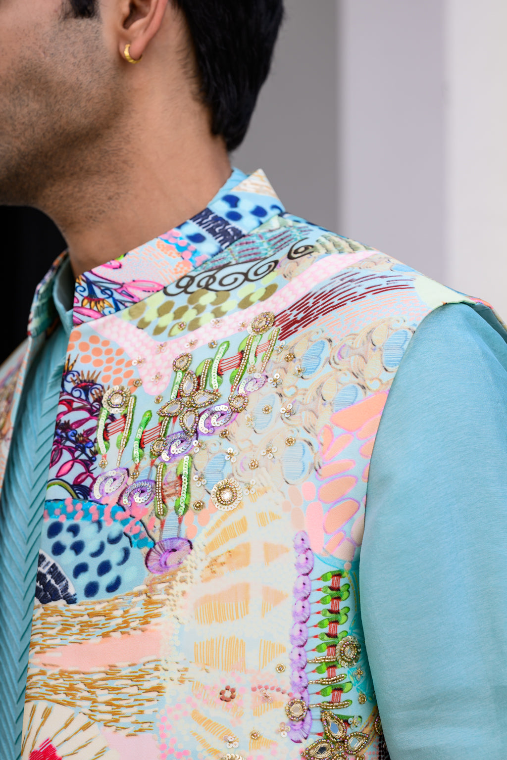 Gardenia Highlighted Half Jacket With Pants