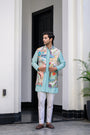 Gardenia Highlighted Half Jacket With Pants