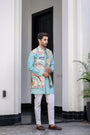 Gardenia Highlighted Half Jacket With Pants