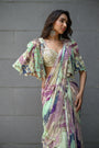 Eden H Saree With Hand Emb Blouse With Cape Jacket