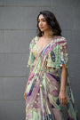 Eden H Saree With Hand Emb Blouse With Cape Jacket