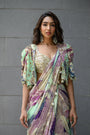 Eden H Saree With Hand Emb Blouse With Cape Jacket