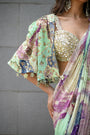 Eden H Saree With Hand Emb Blouse With Cape Jacket