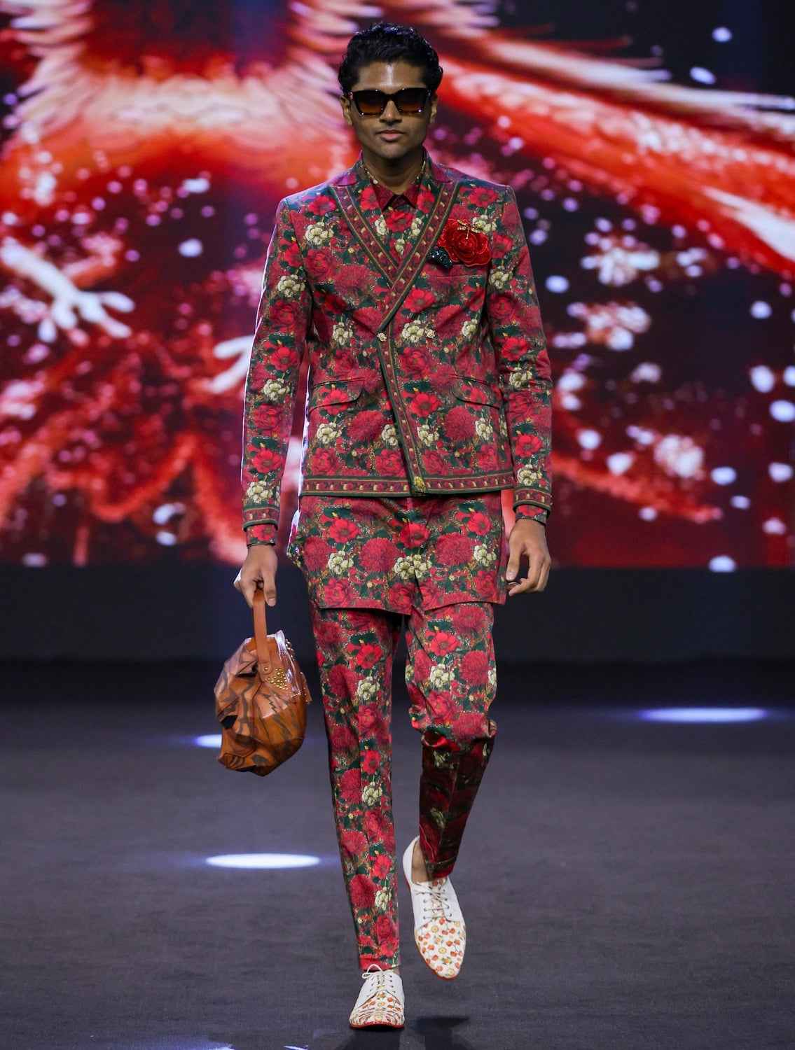 Roman Double Breasted Printed Blazer