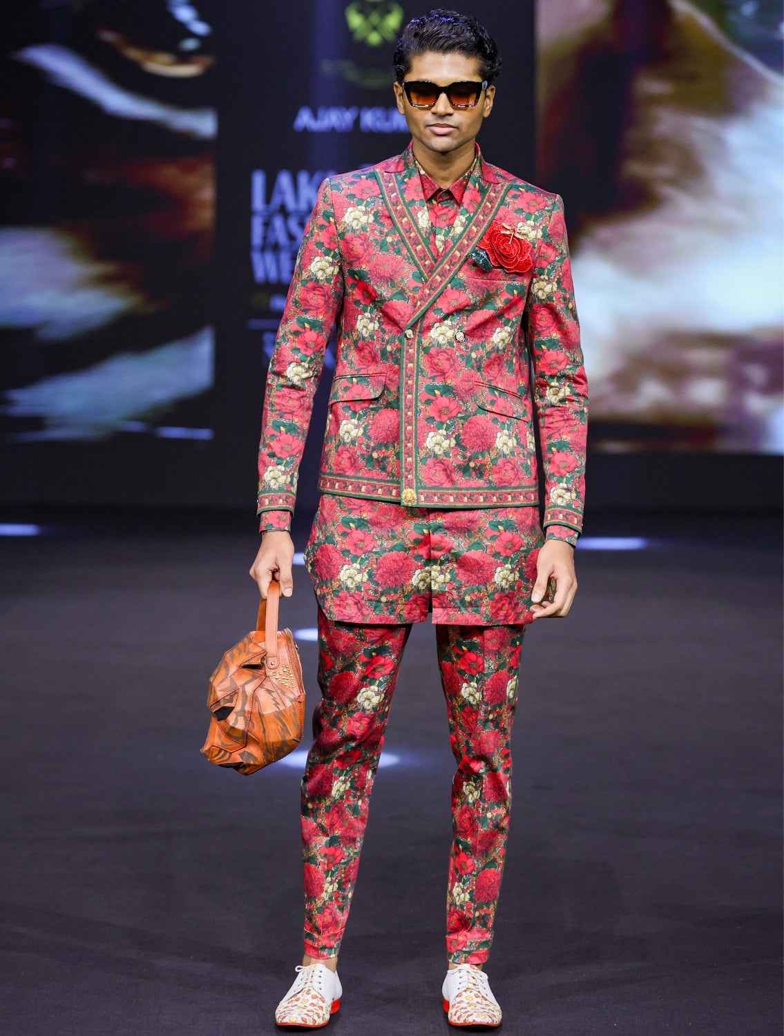 Roman Double Breasted Printed Blazer