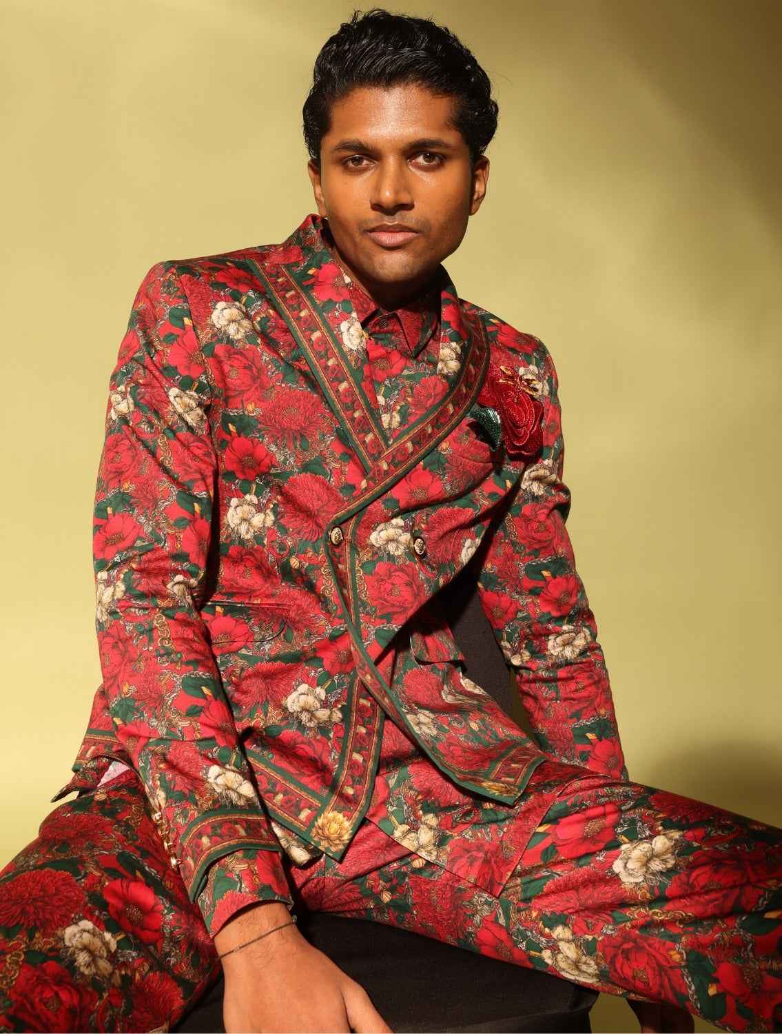 Roman Double Breasted Printed Suit