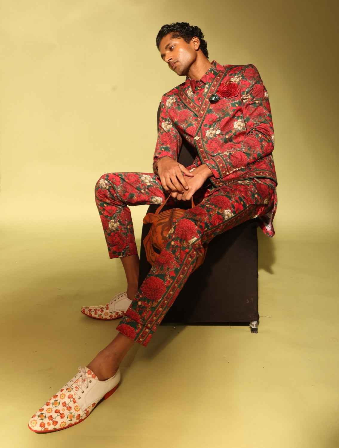 Roman Double Breasted Printed Suit