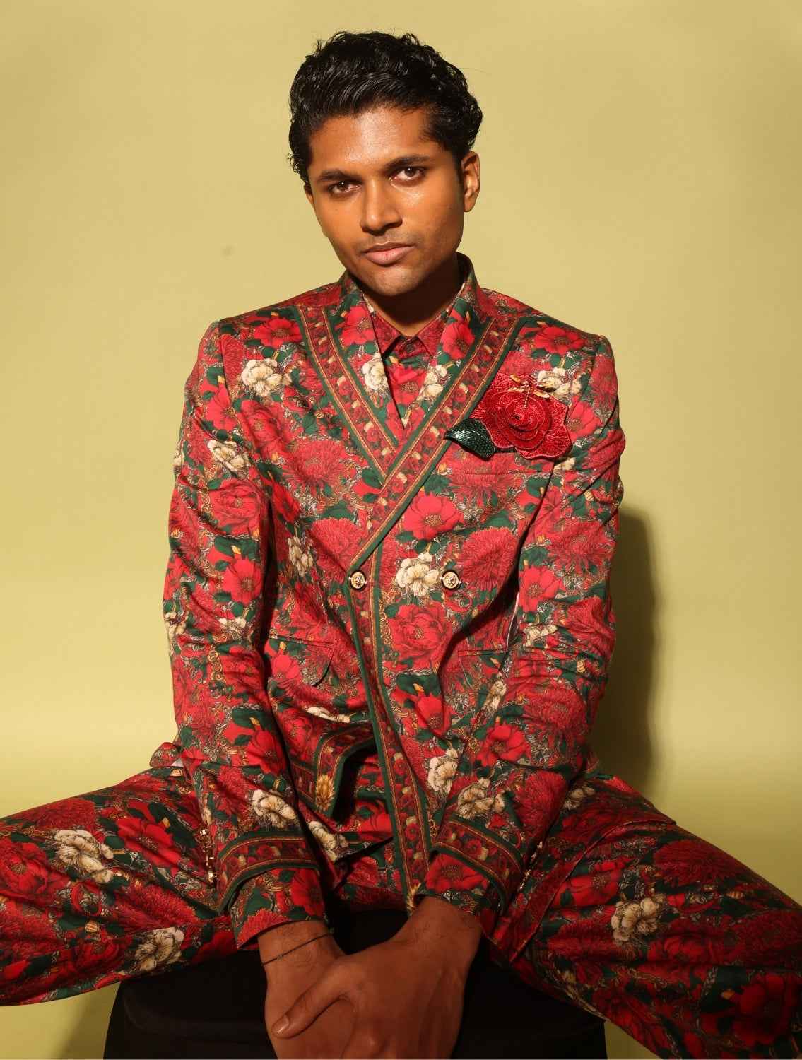 Roman Double Breasted Printed Suit