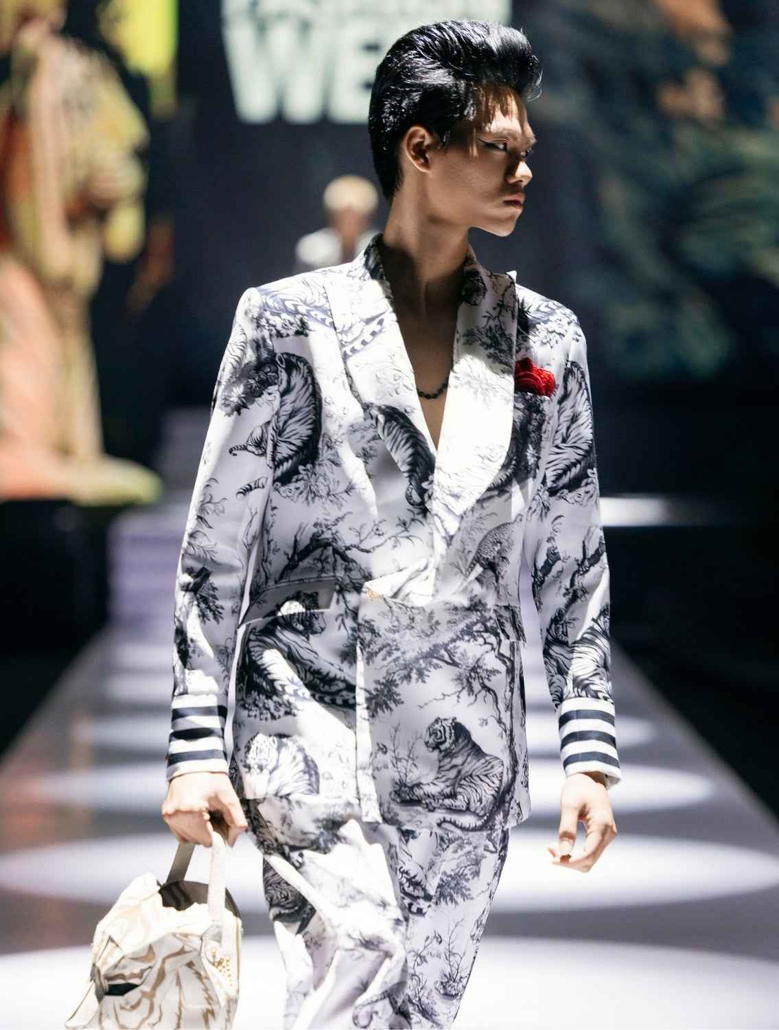 Daryl White Double Breasted Printed Suit