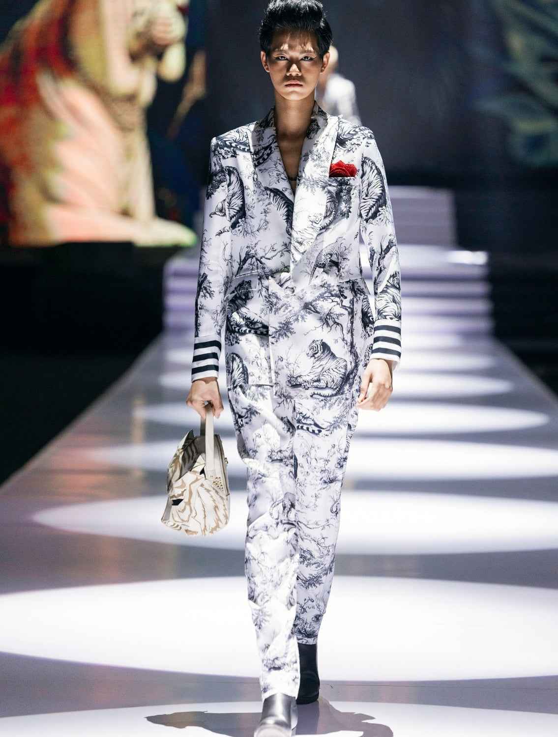 Daryl White Double Breasted Printed Suit