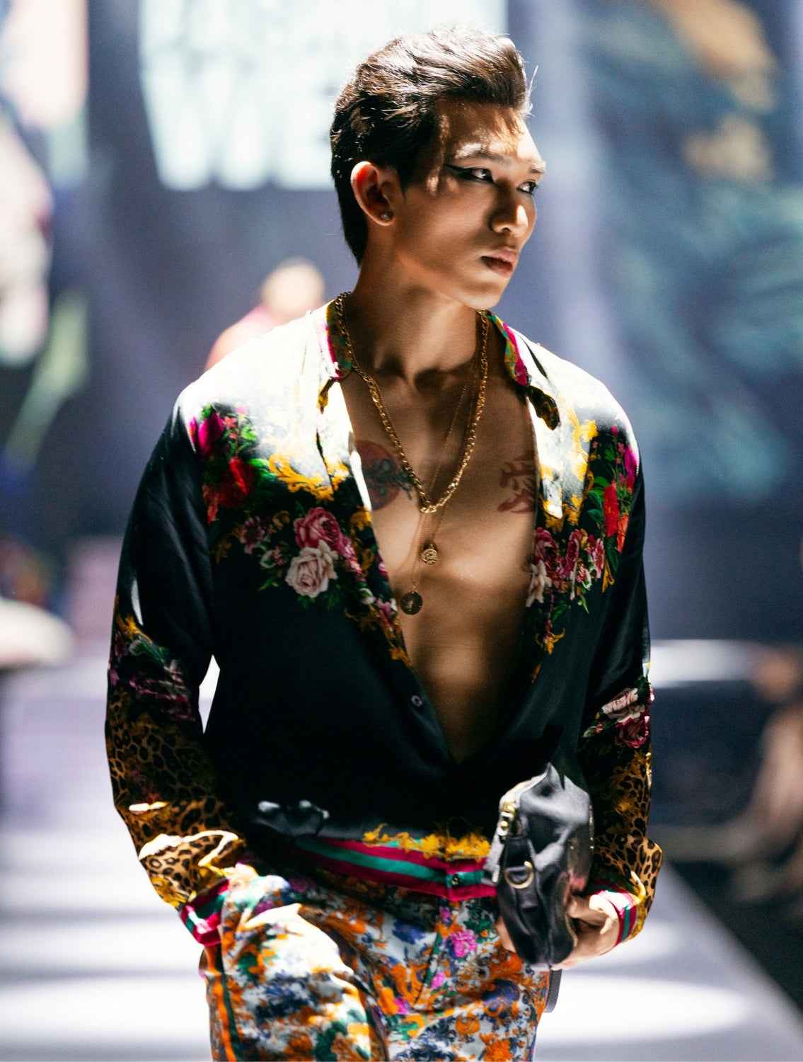 Samrat Black Engineered Printed Shirt