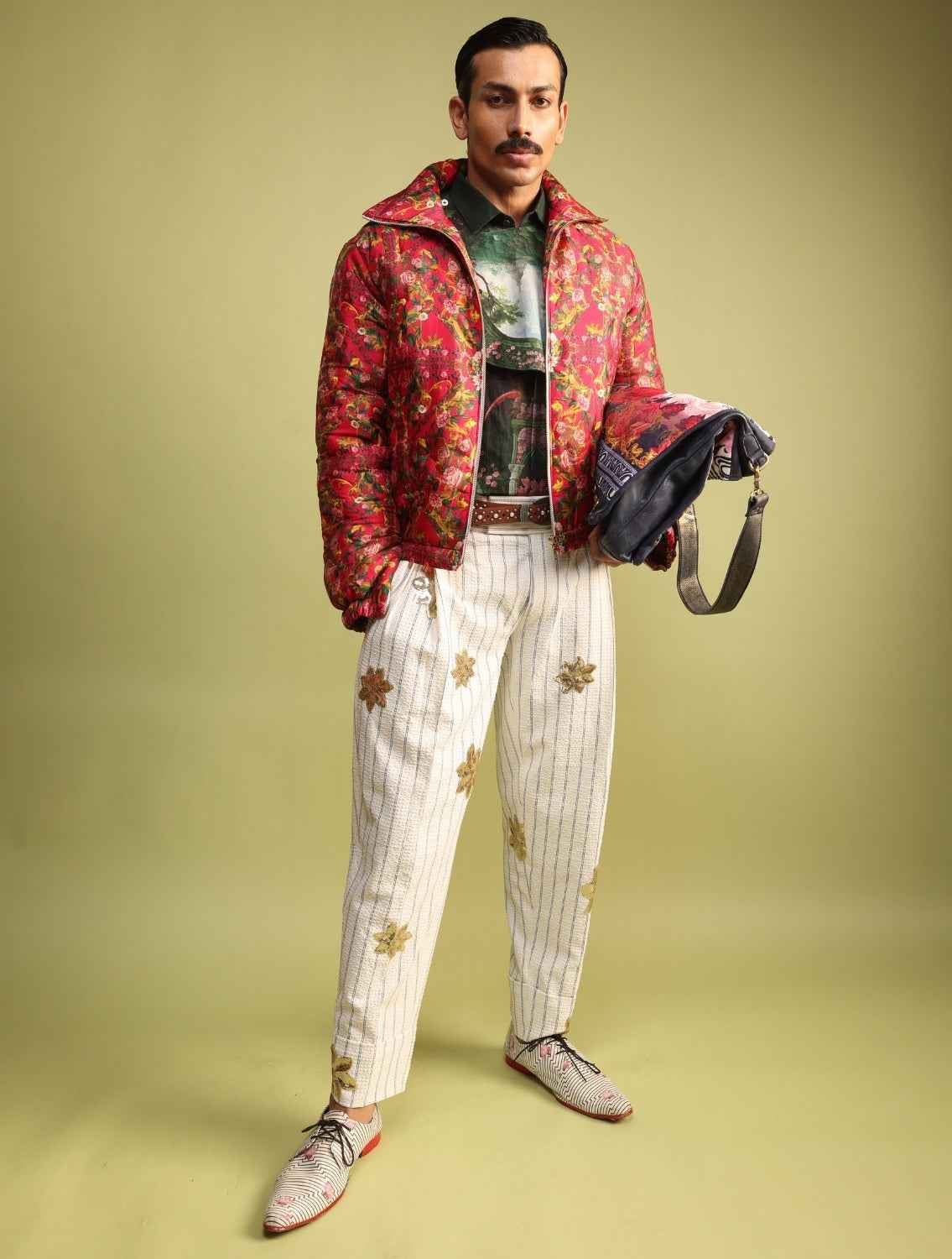 Mist Phoenix Embroidered Seersucker Pants