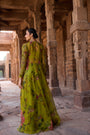 Green Long Jacket Set Paired With Plazzo And Embellished Bustier