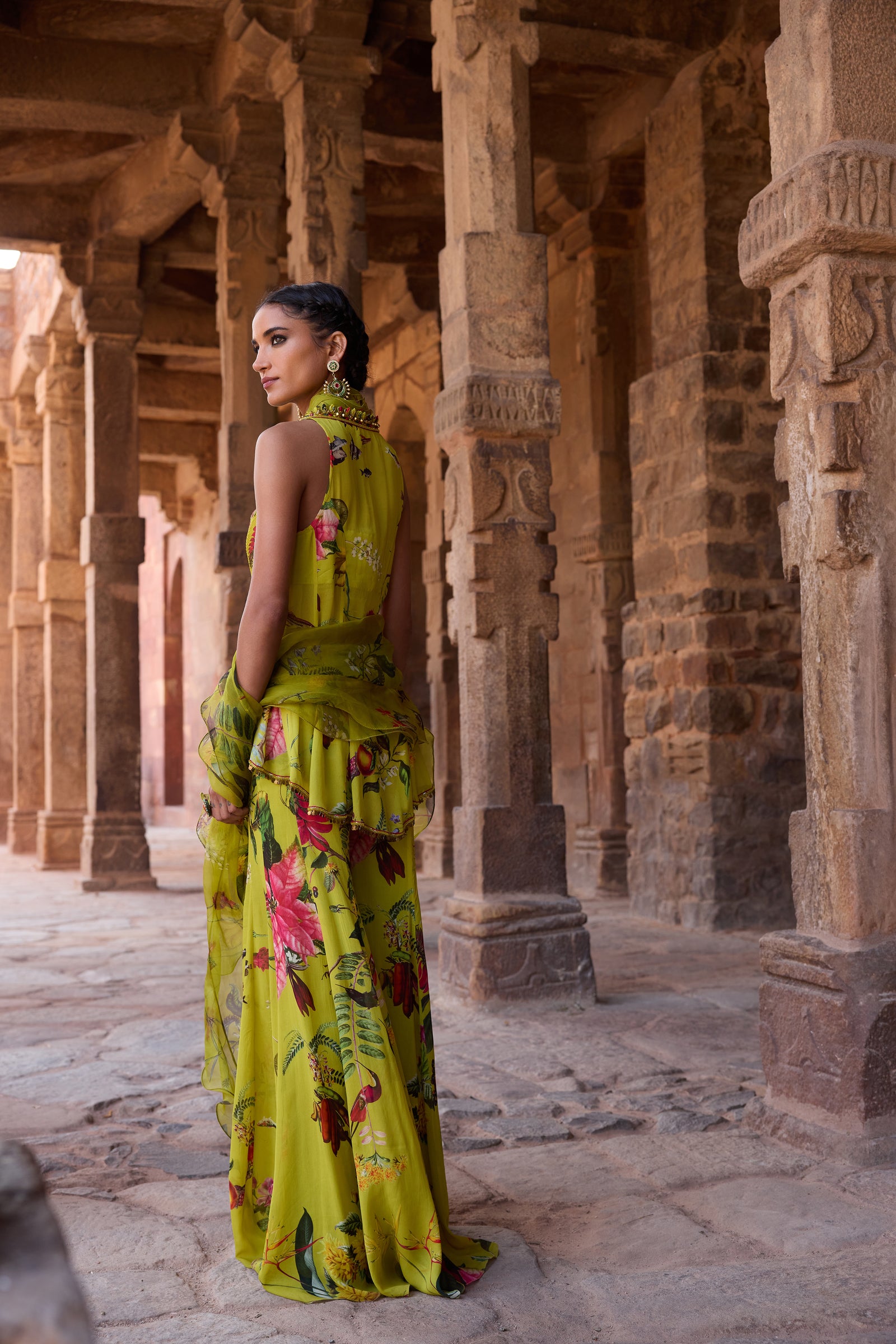 Green Printed Sharara Set