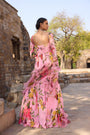 Pink Printed Anarkali Set