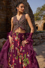 Purple Printed Embellished Lehenga Set