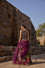 Purple Printed Embellished Lehenga Set
