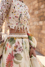 Ivory Printed Embellished Top Paired With Skirt