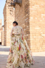 Ivory Printed Embellished Top Paired With Skirt