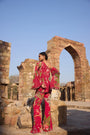 Fuchsia Printed One Shoulder Tunic Set