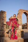 Fuchsia Printed One Shoulder Tunic Set