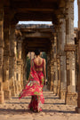 Fuchsia Printed Embellished Drape Saree