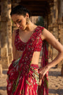Fuchsia Printed Embellished Drape Saree