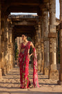 Fuchsia Printed Embellished Drape Saree