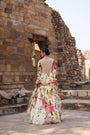 Ivory Printed Embellished Anarkali Set