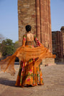 Orange Printed Embellished Anarkali Set
