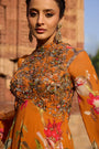 Orange Printed Embellished Anarkali Set