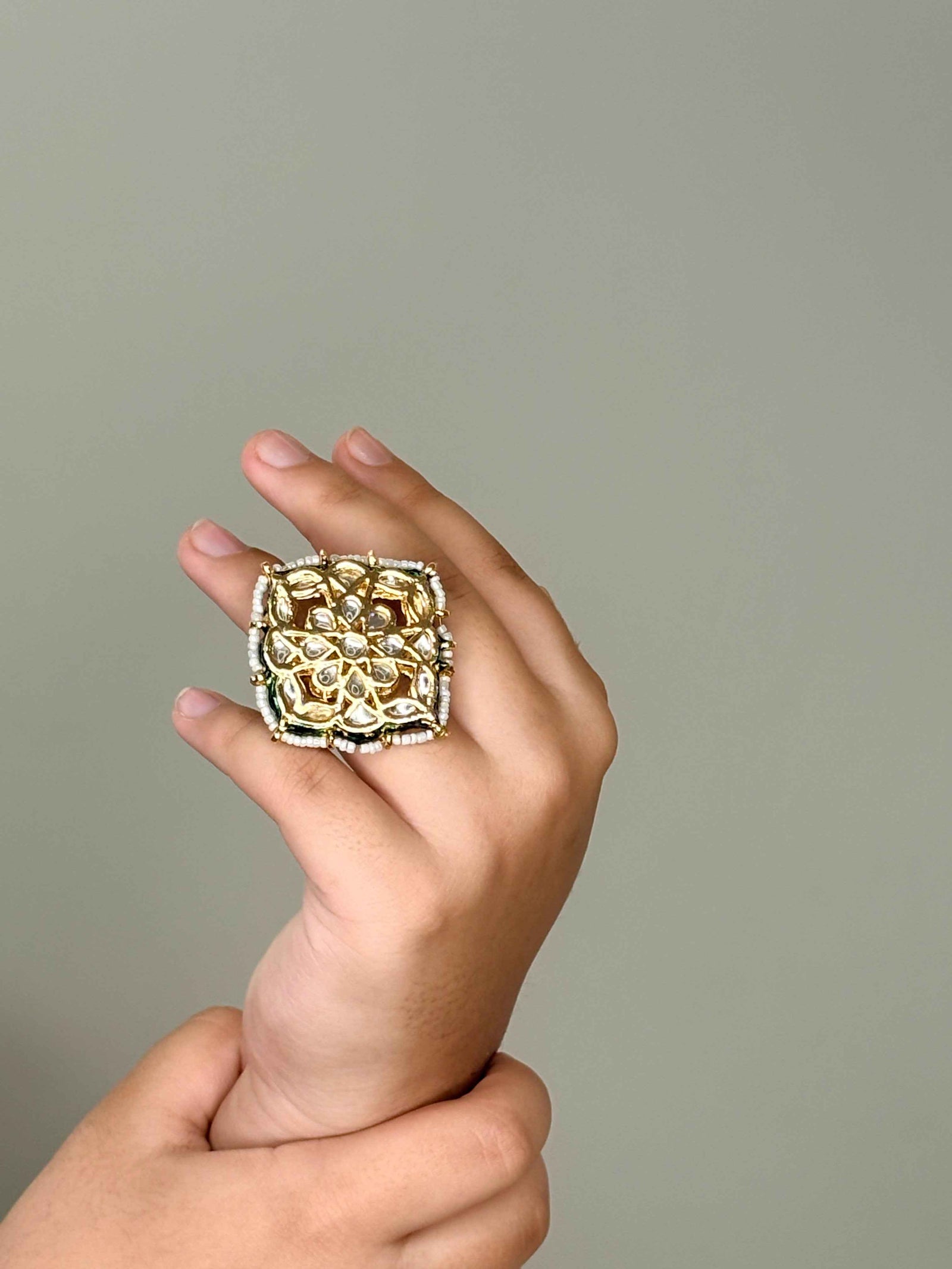 Zahra Square Kundan Statement Ring
