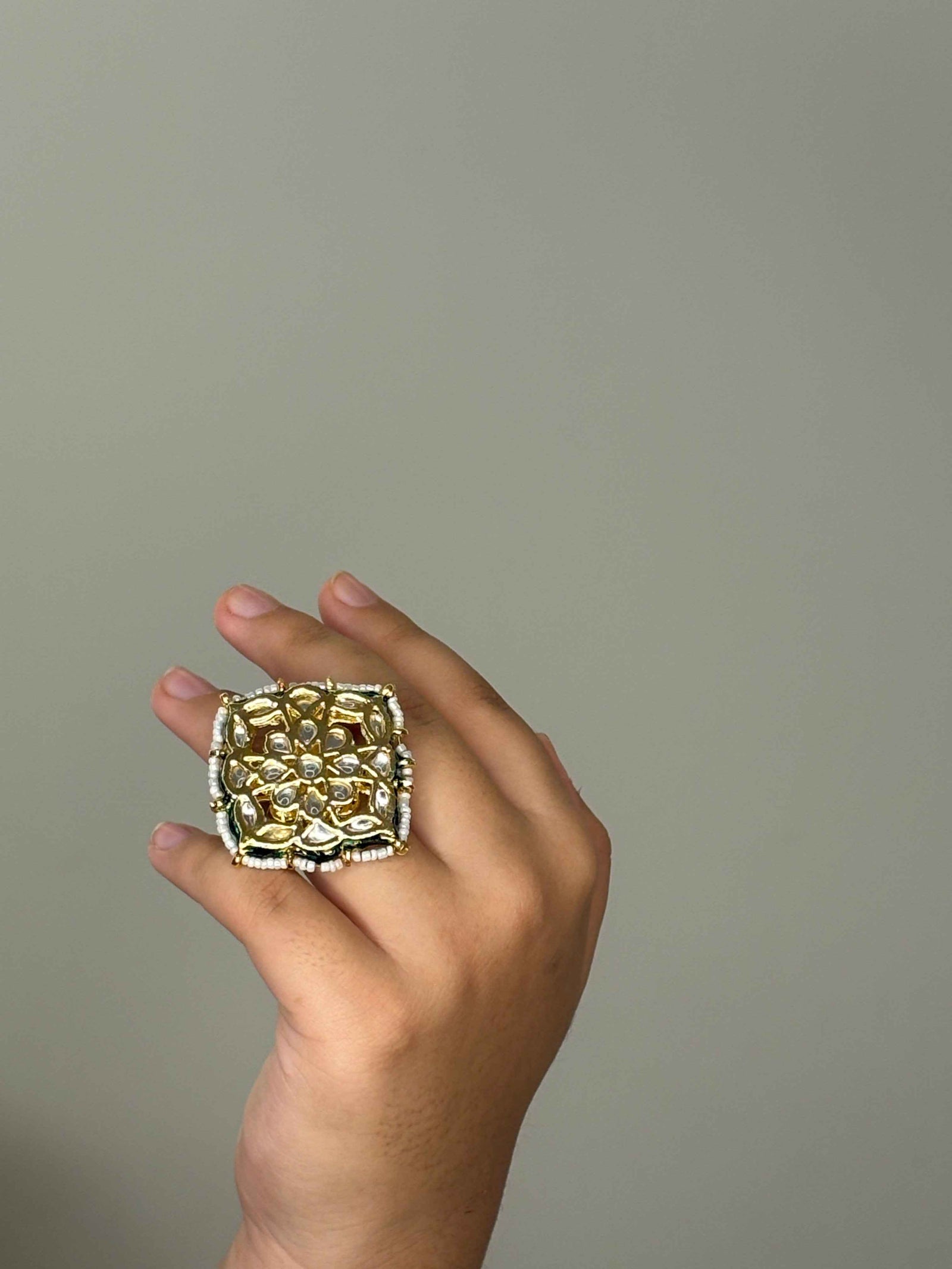 Zahra Square Kundan Statement Ring