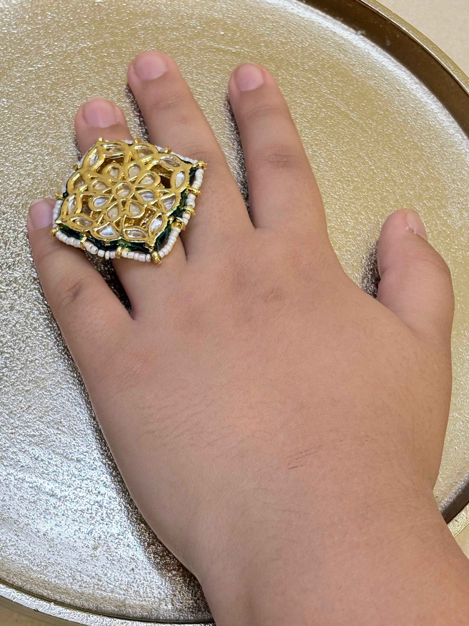 Zahra Square Kundan Statement Ring