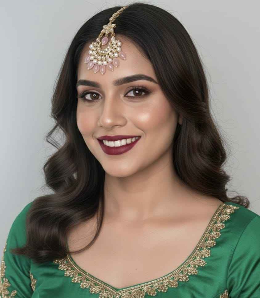 Rose Quartz Drop Maang Tikka