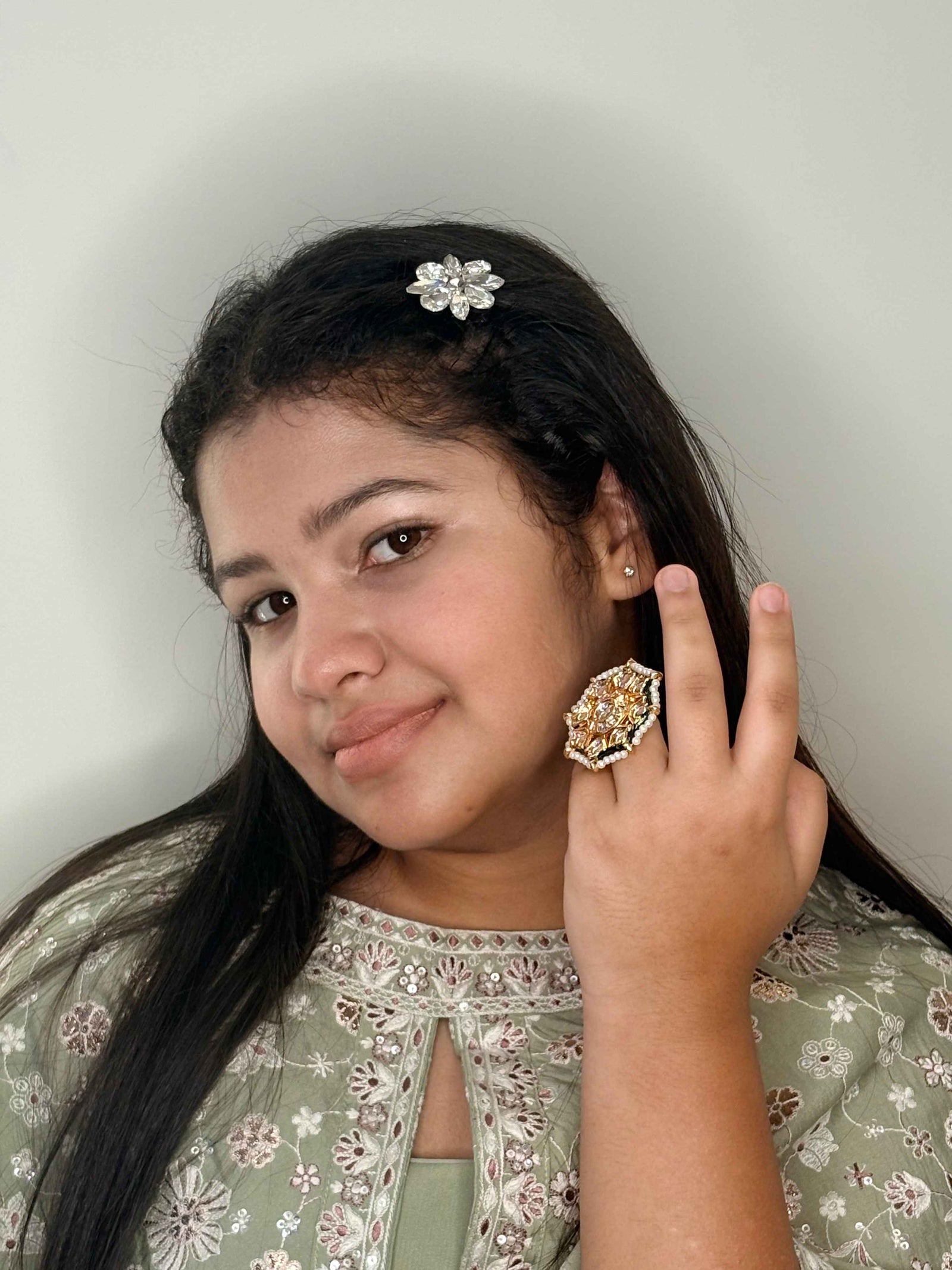 Kundan Octagon Cocktail Ring