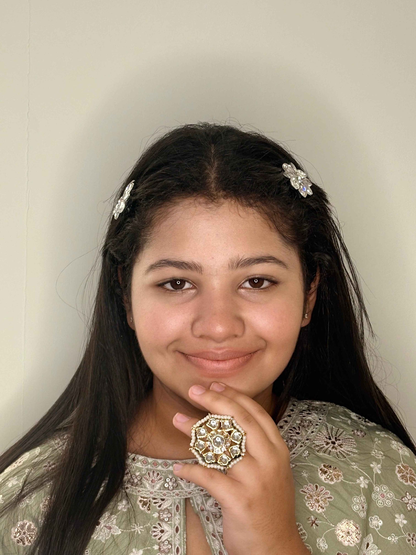 Kundan Octagon Cocktail Ring