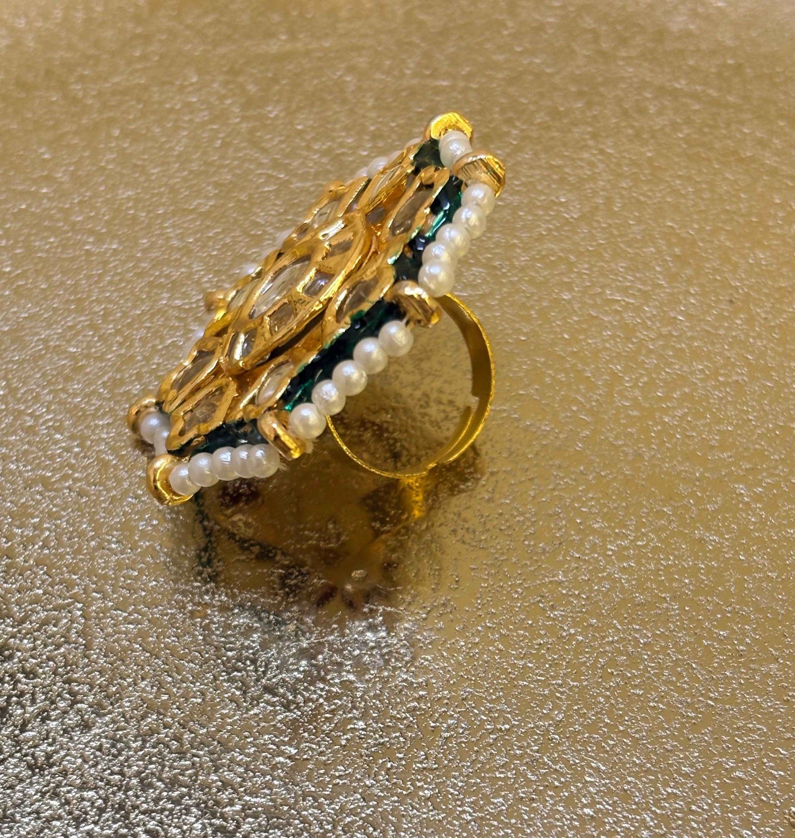 Kundan Octagon Cocktail Ring