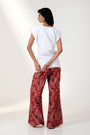 Martina Ii - Bow Clutch Top With Printed Bell Bottoms
