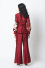 Burgandy Reva - Blazer Wrap Top & Wide-Leg Pant