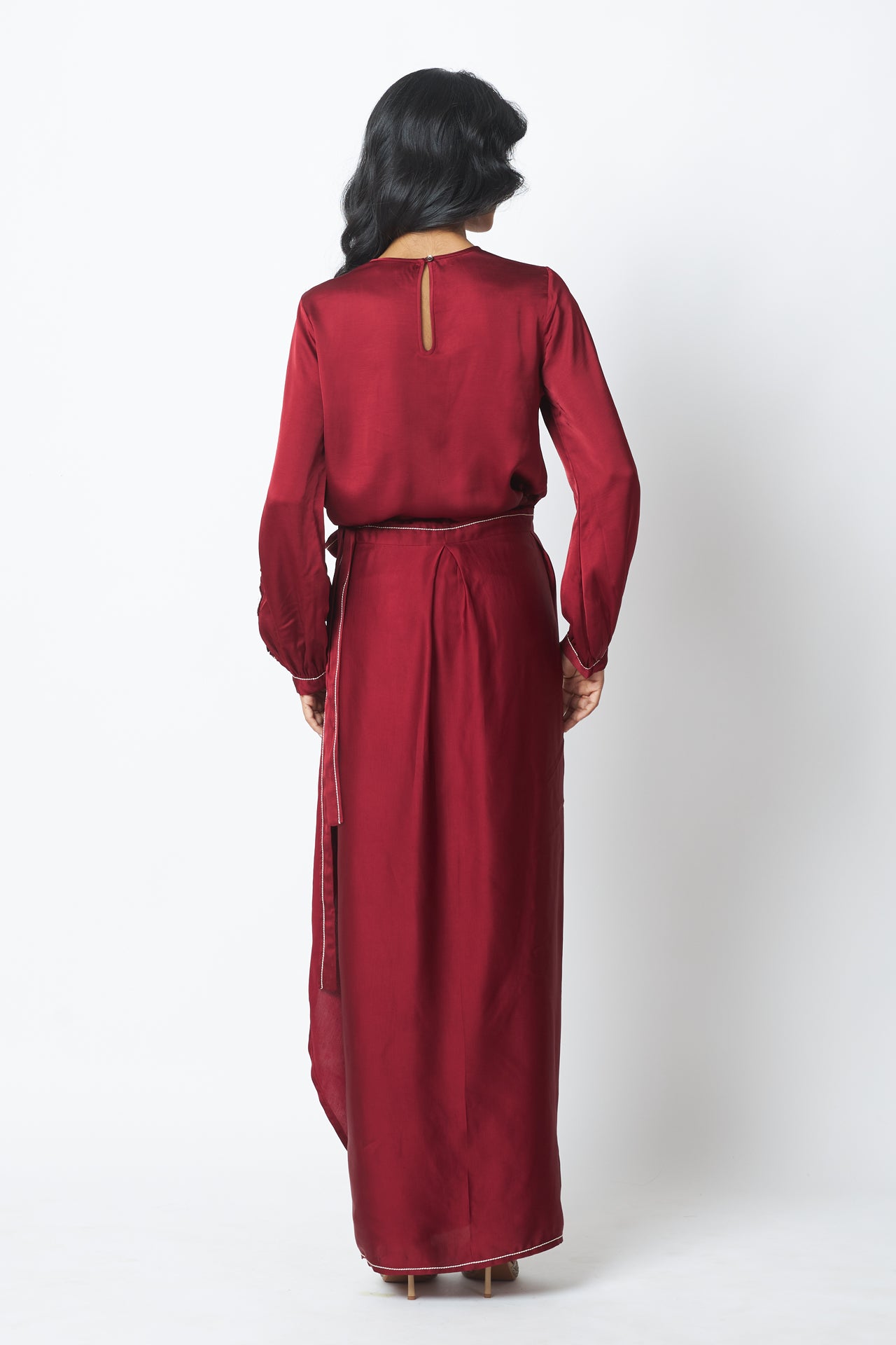 Cathy - One Piece Blouson Drape Skirt