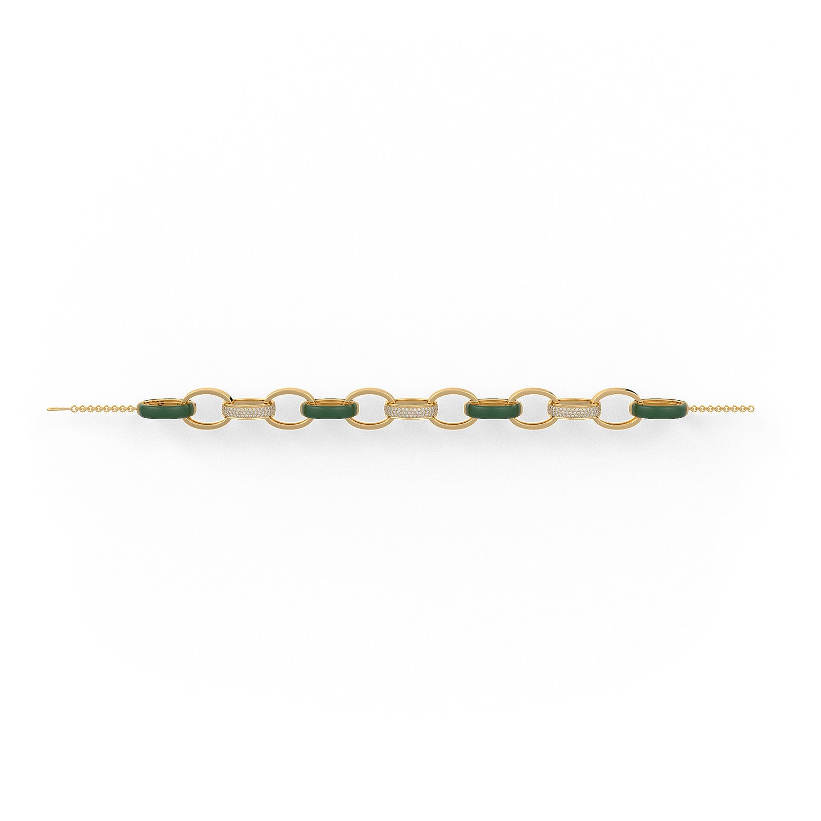 22kt gold plated Link bracelet with white crystals and blue enamel.