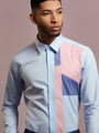 Colourblocked Spread Collar Cotton Casual Shirt