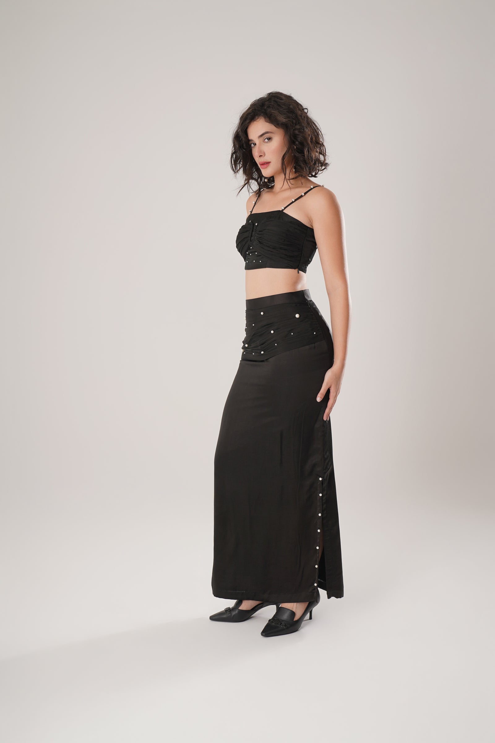 Luxurious Modal Satin And Delicate Paper Silk Black