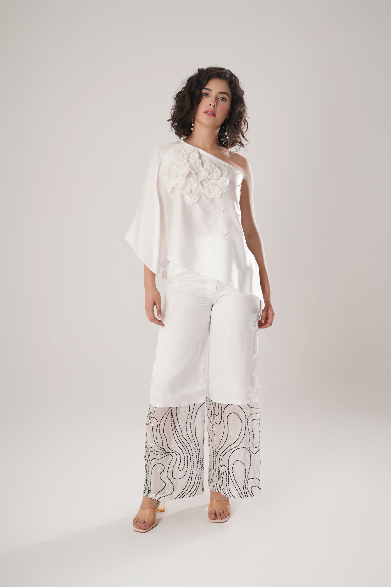 White Asymmetric Off-Shoulder Top