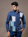 Colourblocked Spread Collar Cotton Casual Shirt