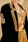 Velvet Blazer Silk Jacquard Waist Coat Crushed Lehanga