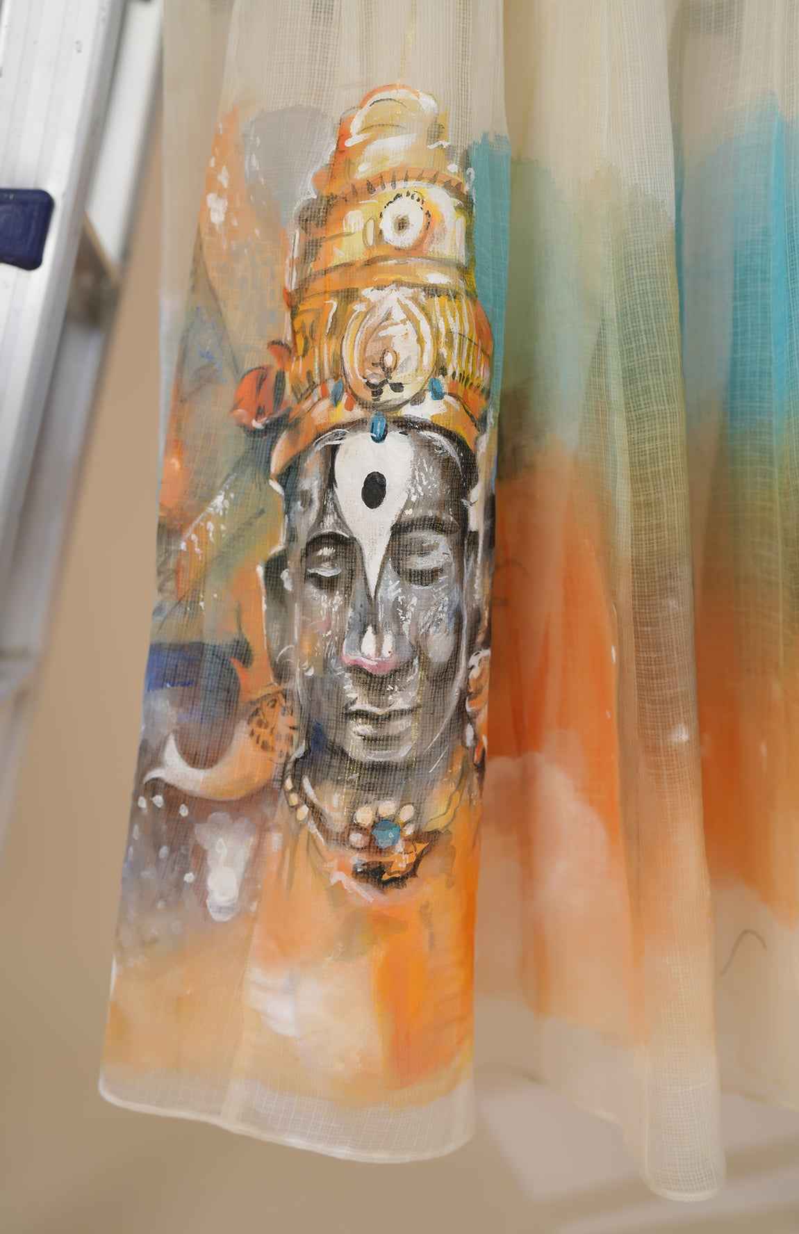 Hand Painted Kota Doria Kurta And Cotton Tube And Pants
