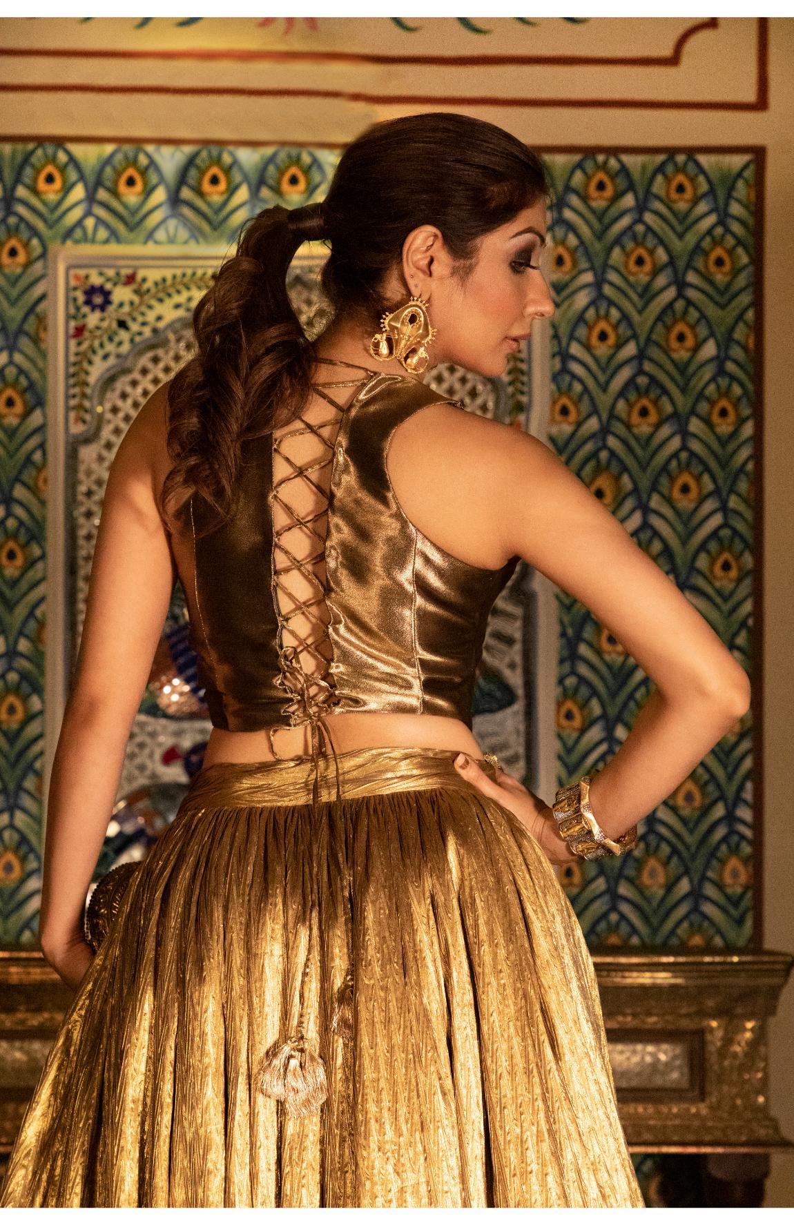 Gold Waist Coat And Gold Lehanga